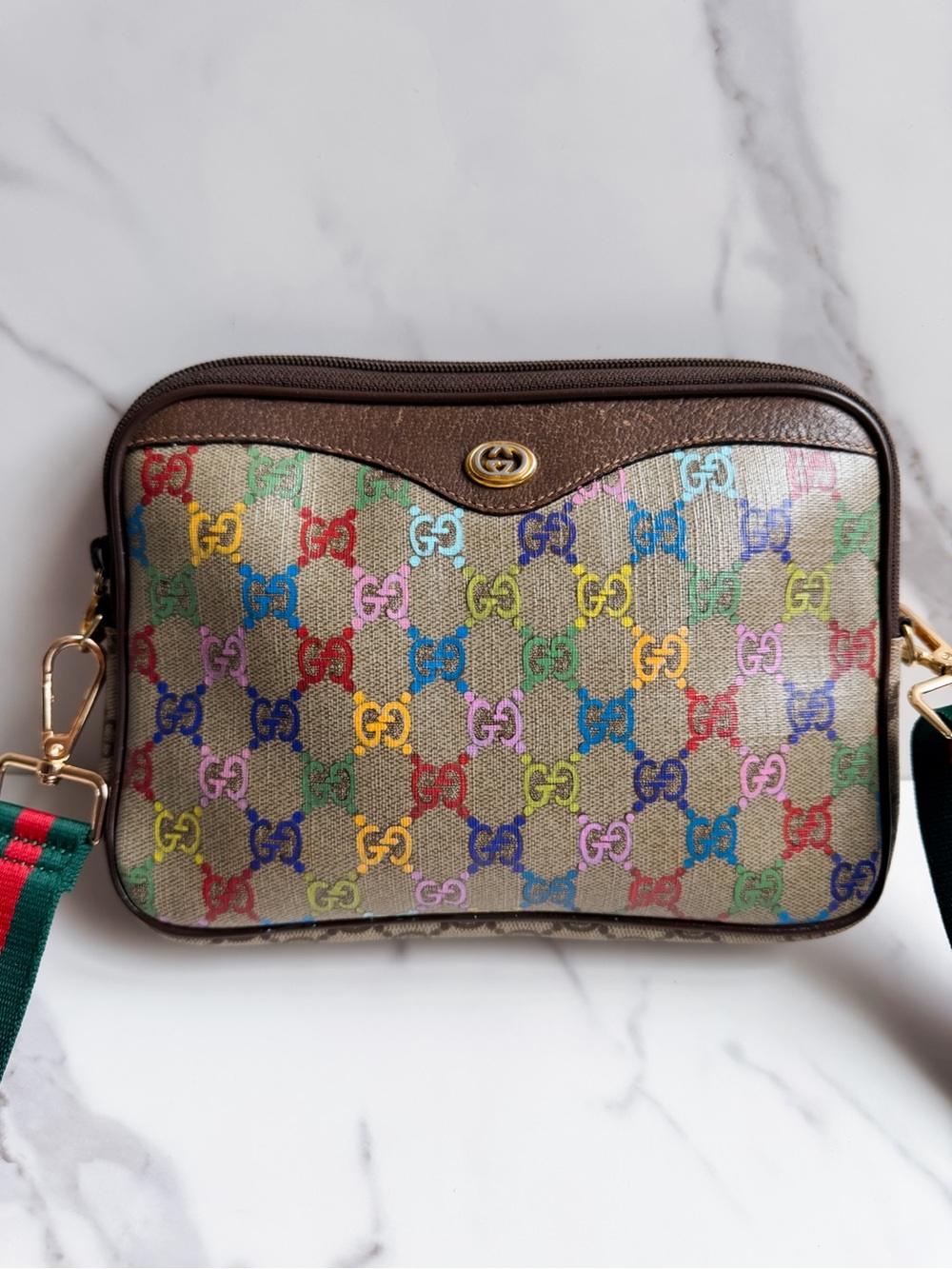Authentic Gucci Guccissima Clutch as Crossbody ❤️💚 - Picture 4 of 13